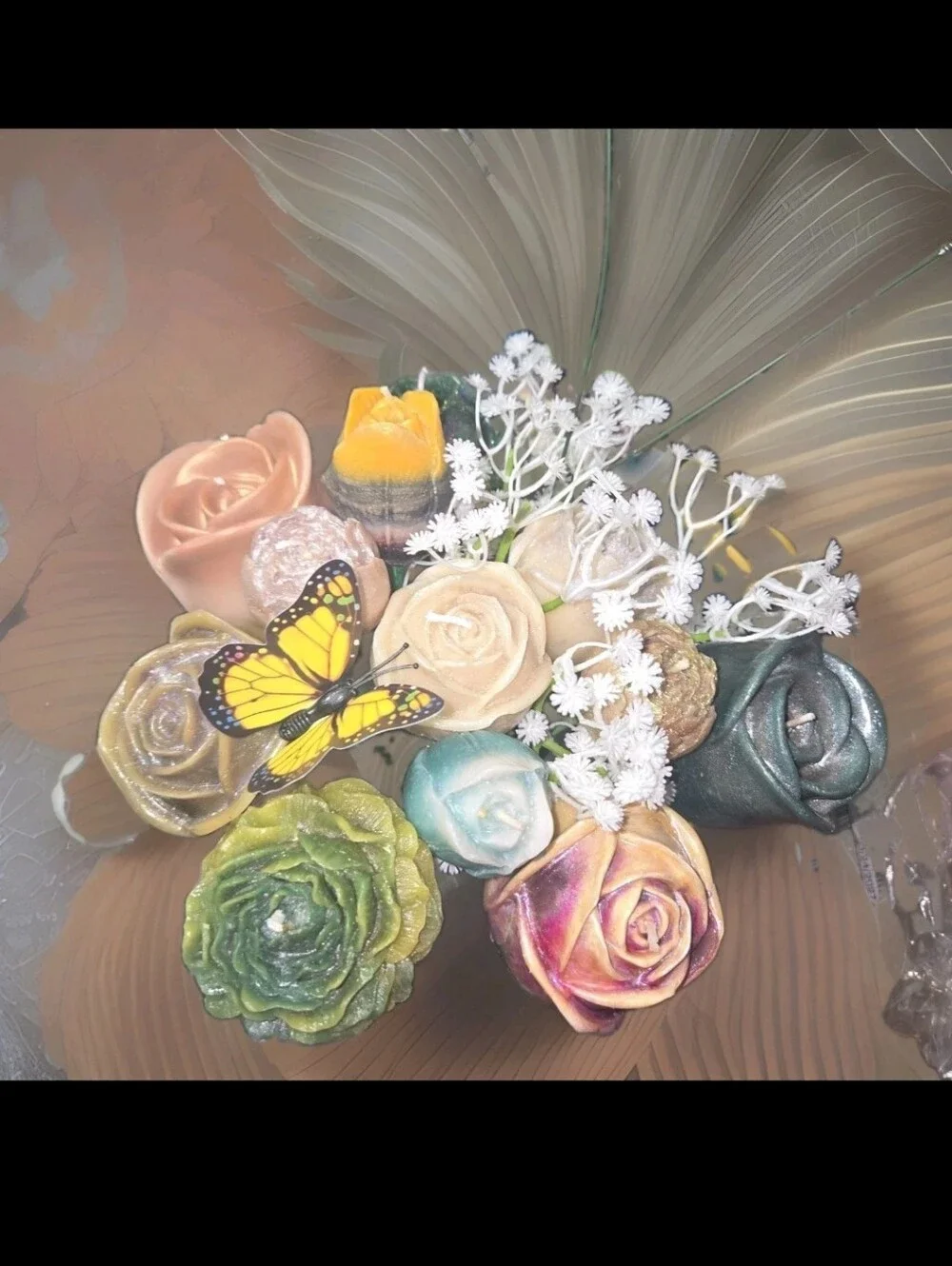 Stunning Realistic Dozen  Wax Candles Bouquet